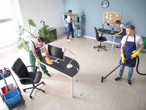 Commercial property cleaning team